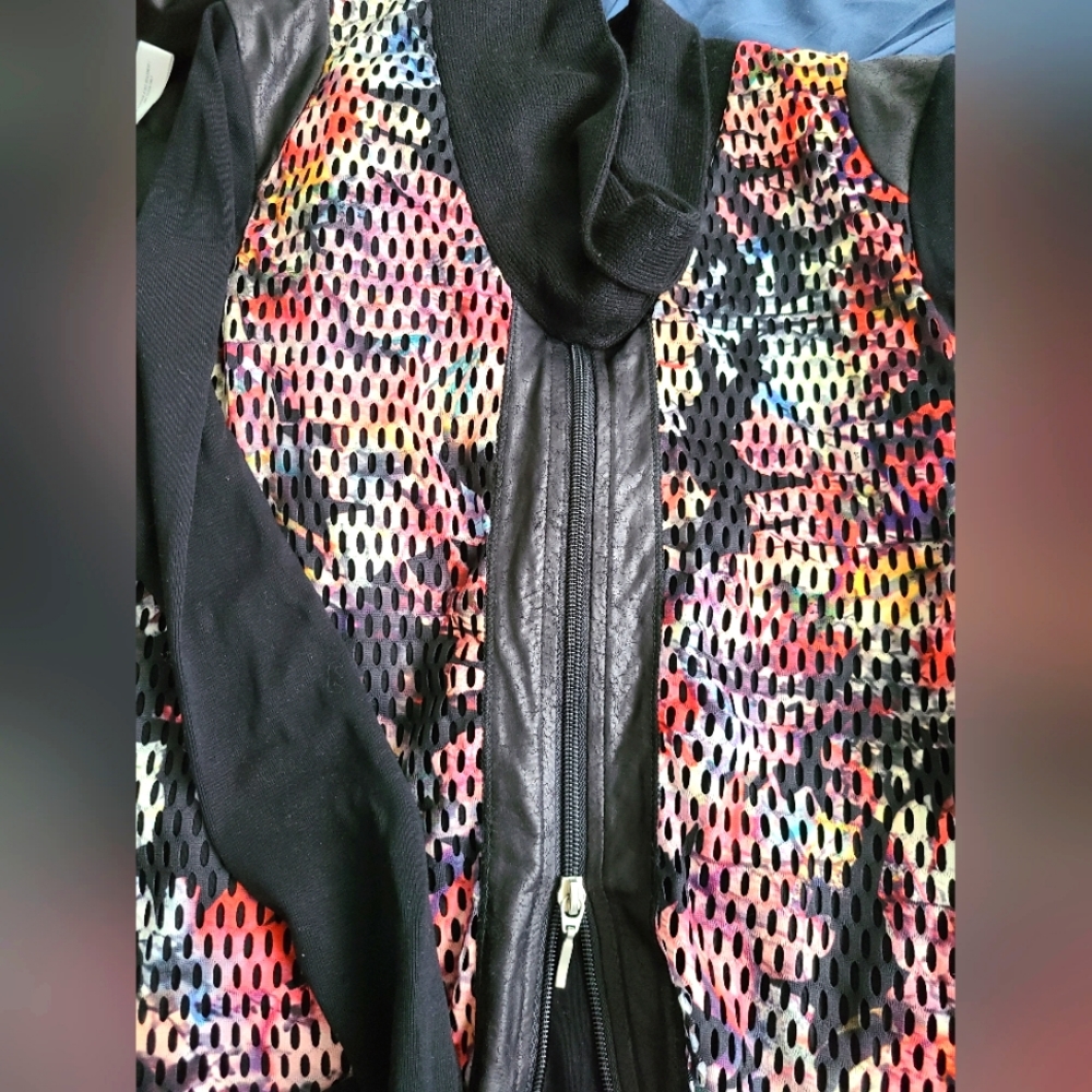 Rare runway edition of Mary Claire sweater with leather accent M